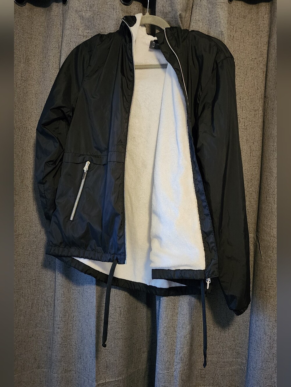 Free Country Fleece Lined Windbreaker Jacket Black Full Zip Women's Medium Cozy